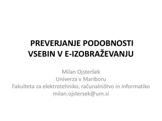 preverjanje podobnosti vsebin v e izobra evanju