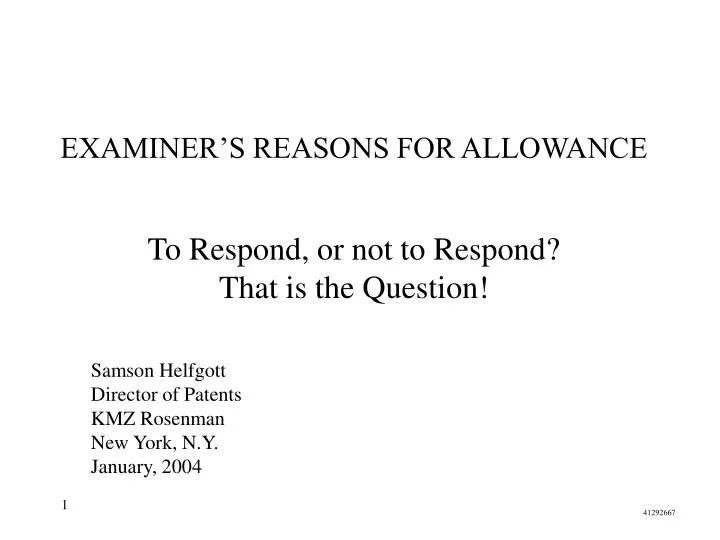 examiner s reasons for allowance