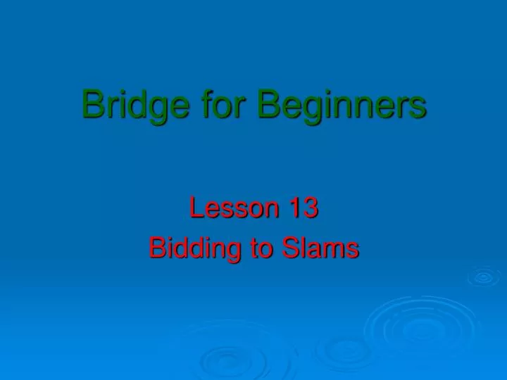 bridge for beginners