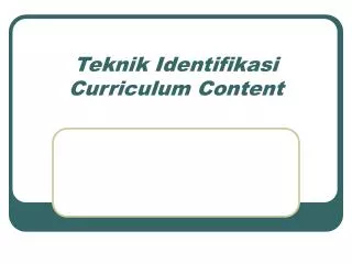 Teknik Identifikasi Curriculum Content