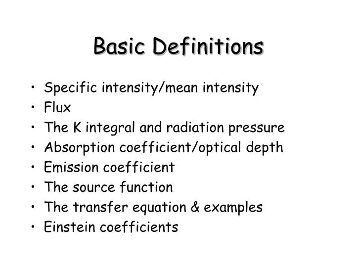 basic definitions