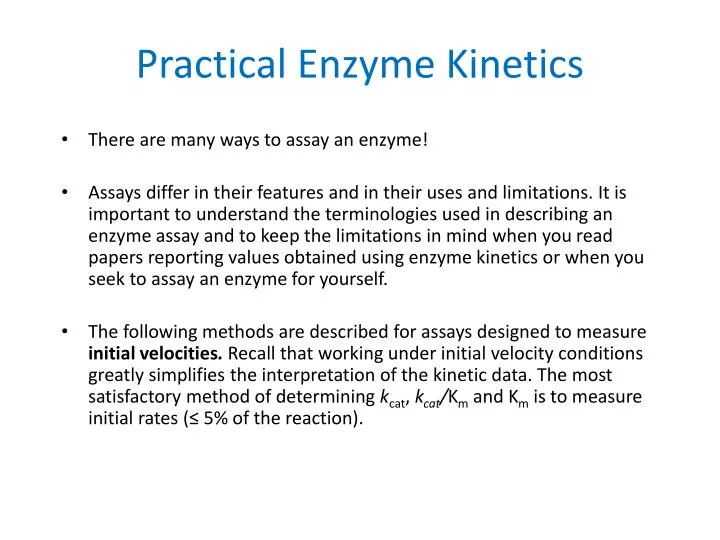 practical enzyme kinetics