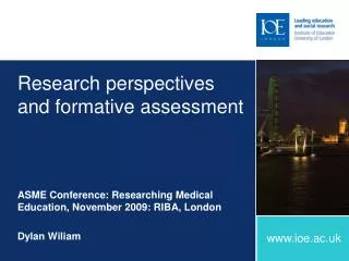 Research perspectives and formative assessment