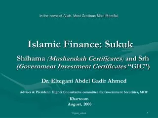 Islamic Finance: Sukuk