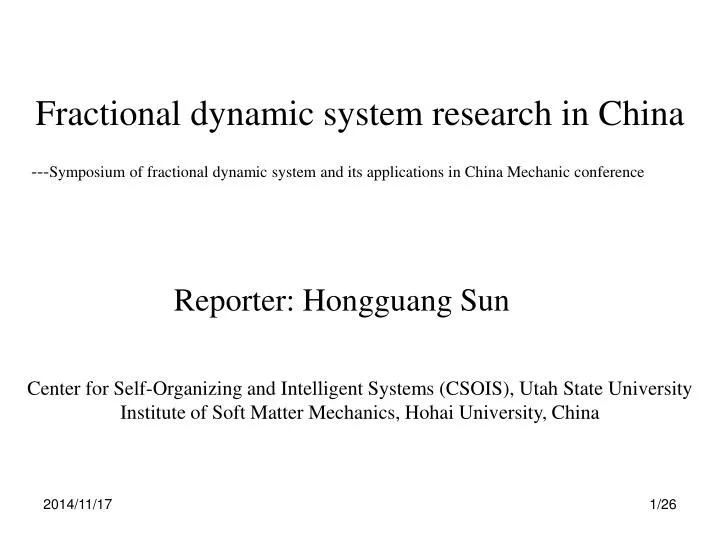 fractional dynamic system research in china
