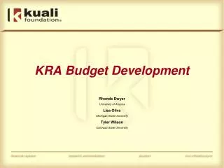 KRA Budget Development