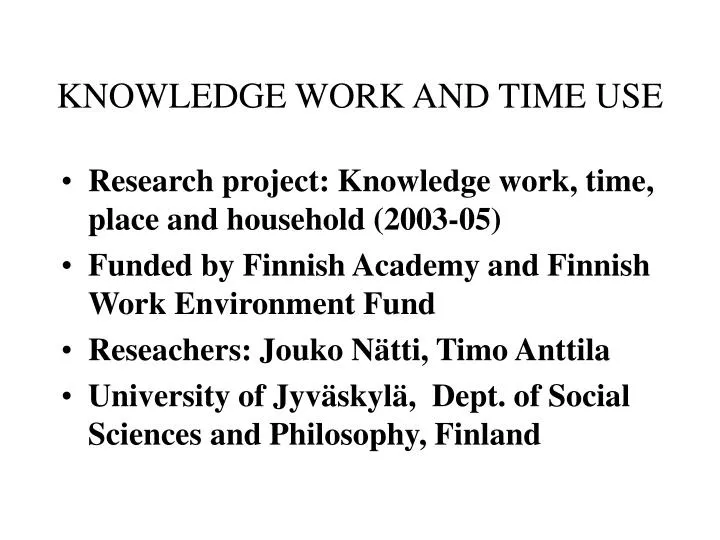 knowledge work and time use