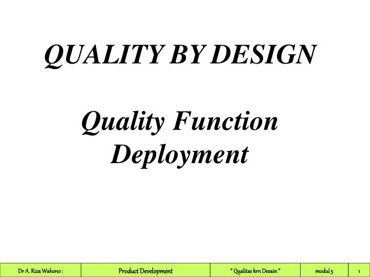 quality by design quality function deployment
