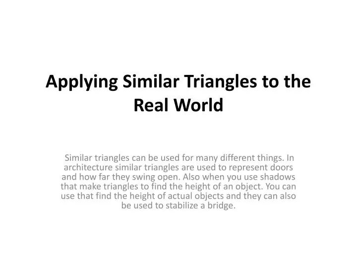 applying similar triangles to the real world