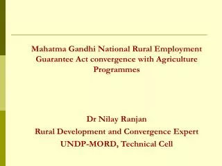 Mahatma Gandhi National Rural Employment Guarantee Act convergence with Agriculture Programmes