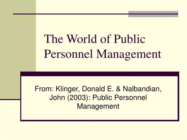 the world of public personnel management