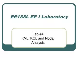 EE188L EE I Laboratory