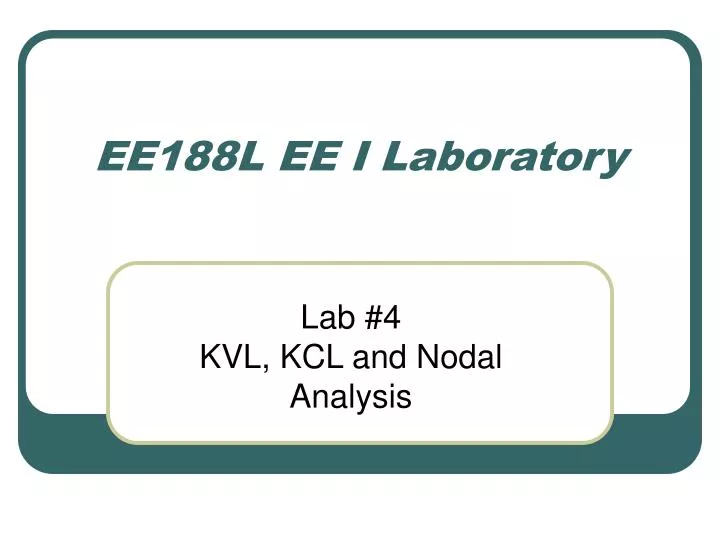 ee188l ee i laboratory