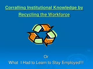 Corralling Institutional Knowledge by Recycling the Workforce