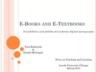 E-Books and E-Textbooks