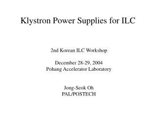 Klystron Power Supplies for ILC