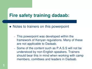 Fire safety training dadaab: