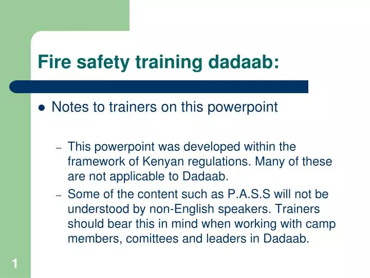 fire safety training dadaab