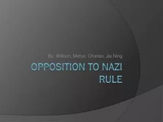 Opposition to Nazi Rule