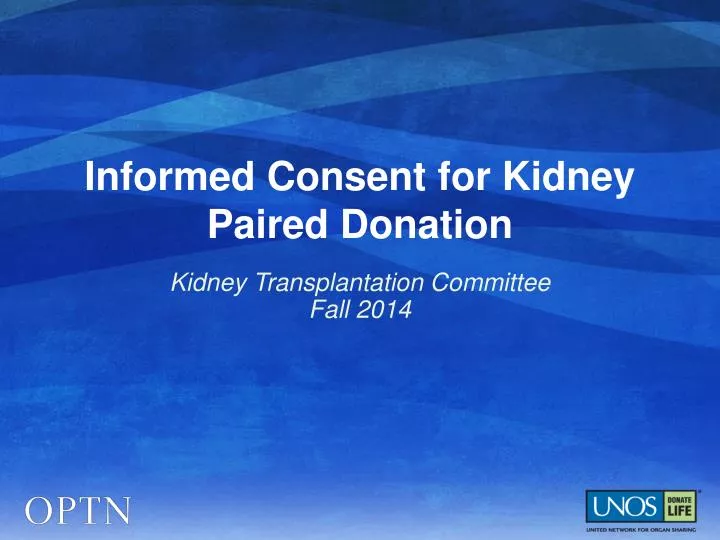 informed consent for kidney paired donation