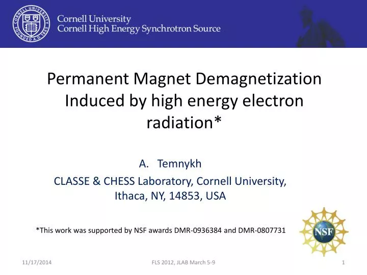 permanent magnet demagnetization induced by high energy electron radiation