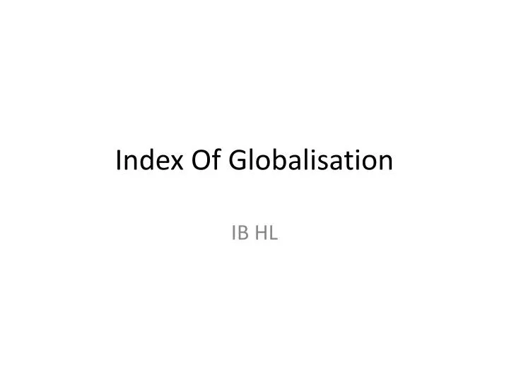 index of globalisation