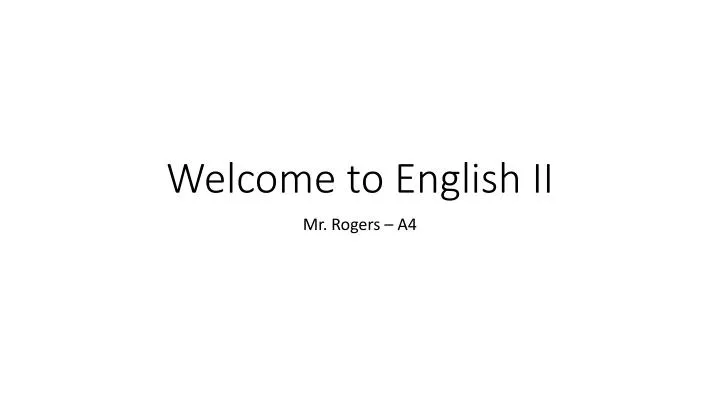 welcome to english ii