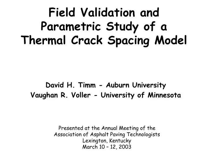 field validation and parametric study of a thermal crack spacing model