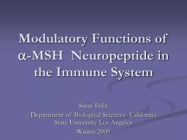 modulatory functions of msh neuropeptide in the immune system