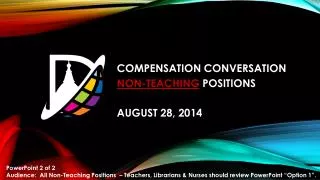 COMPENSATION CONVERSATION NON-TEACHING POSITIONS AUGUST 28, 2014