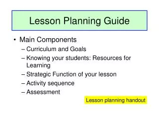 Lesson Planning Guide