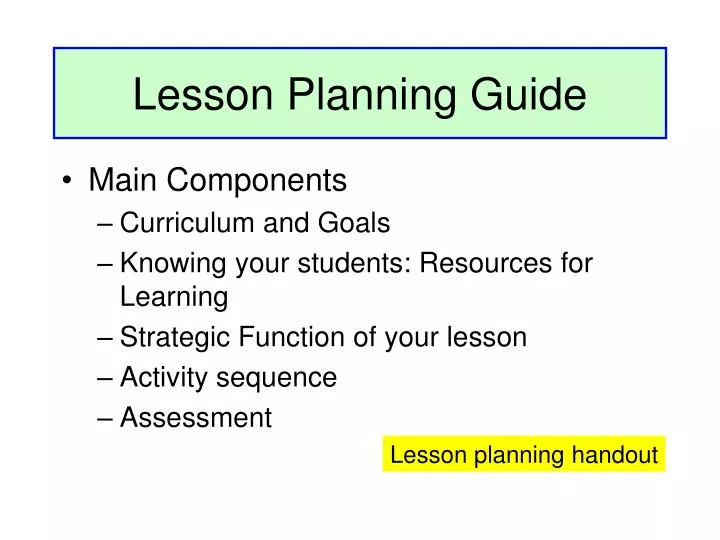 lesson planning guide