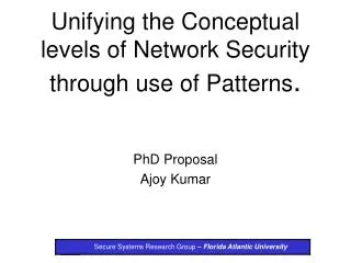 Unifying the Conceptual levels of Network Security through use of Patterns .