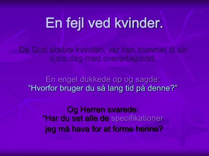 en fejl ved kvinder