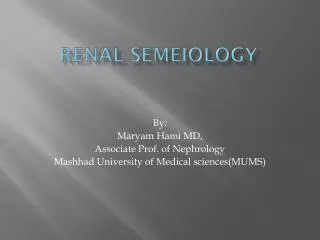 Renal Semeiology