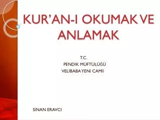 kur an i okumak ve anlamak