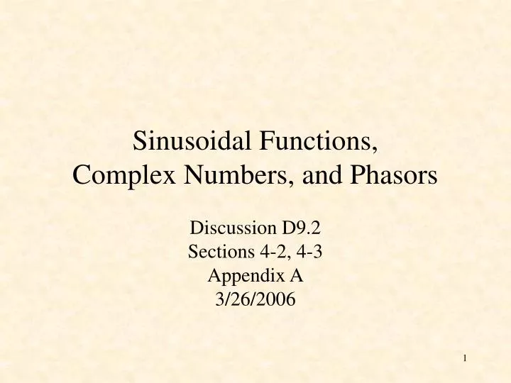 sinusoidal functions complex numbers and phasors