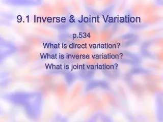 9 1 inverse joint variation
