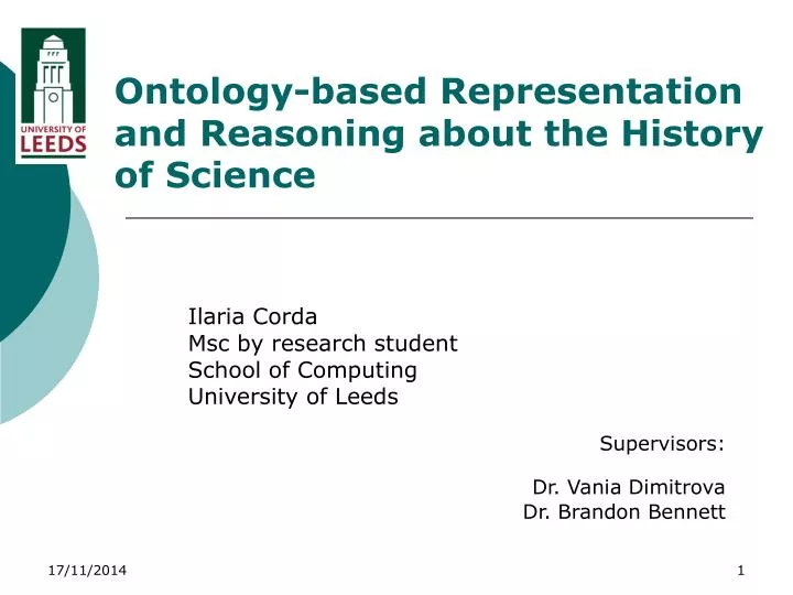 ontology based representation and reasoning about the history of science