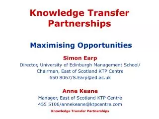 Knowledge Transfer Partnerships Maximising Opportunities