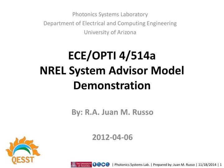 Ppt Eceopti 4514a Nrel System Advisor Model Demonstration