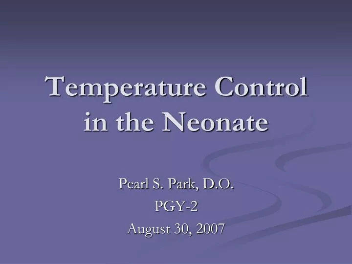 temperature control in the neonate