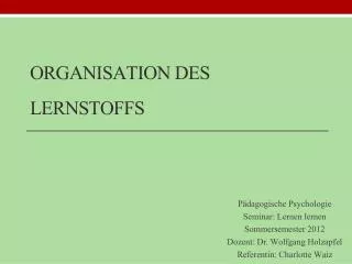 organisation des lernstoffs
