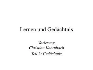lernen und ged chtnis