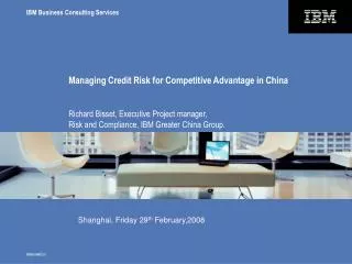 Managing Credit Risk for Competitive Advantage in China