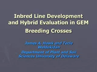 Inbred Line Development and Hybrid Evaluation in GEM Breeding Crosses