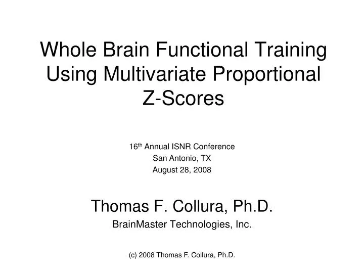 whole brain functional training using multivariate proportional z scores