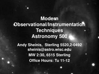 Modern Observational/Instrumentation Techniques Astronomy 500