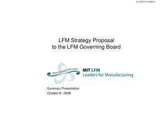 LFM Strategy Proposal to the LFM Governing Board