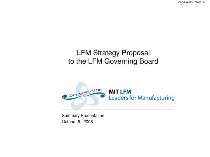 lfm strategy proposal to the lfm governing board